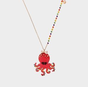 BETSEY JOHNSON BEACH OCTOPUS PENDANT RED OCTOPUS NECKLACE